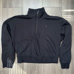 Calvin Klein Archive Logo Fleece Quarter Zip Polo Sweatshirt